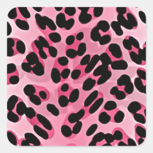 RAB Rockabilly Pink Cheetah Print Vierkante Sticker