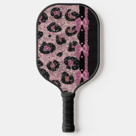 RAB Rockabilly Pink Leopard Print Ribbon Bow Pickleball Paddle
