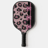 RAB Rockabilly Pink Leopard Print Ribbon Bow Pickleball Paddle (Achterkant)