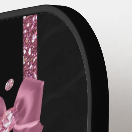 RAB Rockabilly Pink Leopard Print Ribbon Bow Pickleball Paddle (Links Detail)