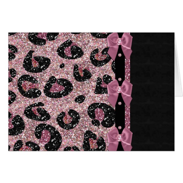 RAB Rockabilly Pink Leopard Print Ribbon Bows (Voorkant Horizontaal)