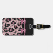 RAB Rockabilly Pink Leopard Print Ribbon Bows Bagagelabel (Voorkant horizontaal)