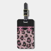 RAB Rockabilly Pink Leopard Print Ribbon Bows Bagagelabel (Voorkant verticaal)