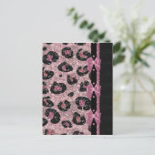 RAB Rockabilly Pink Leopard Print Ribbon Bows Briefkaart (Staand voorkant)