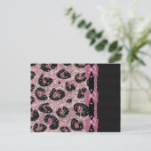 RAB Rockabilly Pink Leopard Print Ribbon Bows Briefkaart (Staand voorkant)