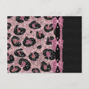 RAB Rockabilly Pink Leopard Print Ribbon Bows Briefkaart