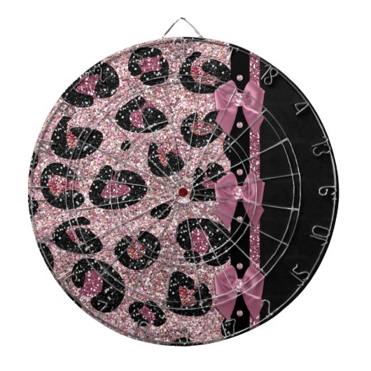 RAB Rockabilly Pink Leopard Print Ribbon Bows Dartbord (Voorkant)