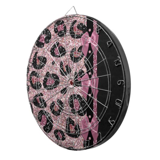 RAB Rockabilly Pink Leopard Print Ribbon Bows Dartbord (Voorkant Rechts)