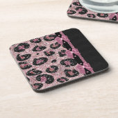 RAB Rockabilly Pink Leopard Print Ribbon Bows Drankjes Onderzetter (Linkerzijde)