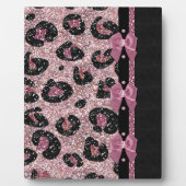 RAB Rockabilly Pink Leopard Print Ribbon Bows Fotoplaat (Voorkant)
