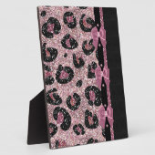 RAB Rockabilly Pink Leopard Print Ribbon Bows Fotoplaat (Zijkant)