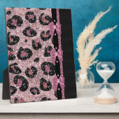 RAB Rockabilly Pink Leopard Print Ribbon Bows Fotoplaat (Zijkant)