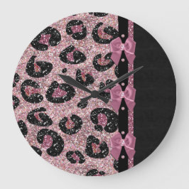 RAB Rockabilly Pink Leopard Print Ribbon Bows Grote Klok