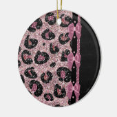 RAB Rockabilly Pink Leopard Print Ribbon Bows Keramisch Ornament (Links)