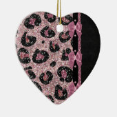 RAB Rockabilly Pink Leopard Print Ribbon Bows Keramisch Ornament (Rechts)