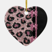 RAB Rockabilly Pink Leopard Print Ribbon Bows Keramisch Ornament (Voorkant)