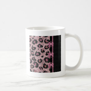 RAB Rockabilly Pink Leopard Print Ribbon Bows Koffiemok