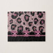 RAB Rockabilly Pink Leopard Print Ribbon Bows Legpuzzel (Horizontaal)