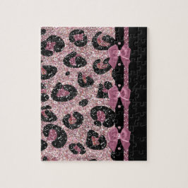 RAB Rockabilly Pink Leopard Print Ribbon Bows Legpuzzel