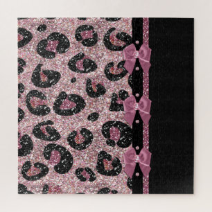 RAB Rockabilly Pink Leopard Print Ribbon Bows Legpuzzel