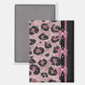 RAB Rockabilly Pink Leopard Print Ribbon Bows Magneet (Voorkant / Achterkant)