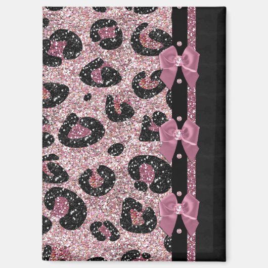 RAB Rockabilly Pink Leopard Print Ribbon Bows Magneet (Voorkant)