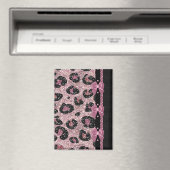 RAB Rockabilly Pink Leopard Print Ribbon Bows Magneet (Insitu (Vaatwasser))