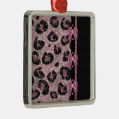RAB Rockabilly Pink Leopard Print Ribbon Bows Metalen Ornament (Rechts)