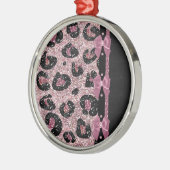 RAB Rockabilly Pink Leopard Print Ribbon Bows Metalen Ornament (Links)
