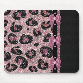 RAB Rockabilly Pink Leopard Print Ribbon Bows Muismat