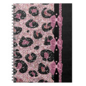 RAB Rockabilly Pink Leopard Print Ribbon Bows Notitieboek (Voorkant)