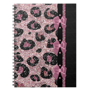 RAB Rockabilly Pink Leopard Print Ribbon Bows Notitieboek