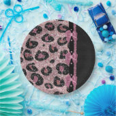 RAB Rockabilly Pink Leopard Print Ribbon Bows Papieren Bordje (Feest)