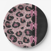 RAB Rockabilly Pink Leopard Print Ribbon Bows Papieren Bordje (Voorkant)