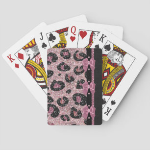 RAB Rockabilly Pink Leopard Print Ribbon Bows Pokerkaarten