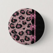 RAB Rockabilly Pink Leopard Print Ribbon Bows Ronde Button 5,7 Cm (Voorkant)