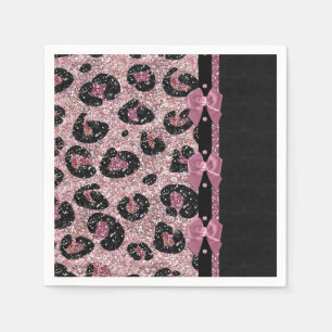 RAB Rockabilly Pink Leopard Print Ribbon Bows Servet