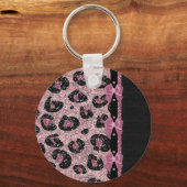 RAB Rockabilly Pink Leopard Print Ribbon Bows Sleutelhanger (Voorkant)