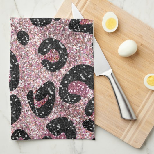 RAB Rockabilly Pink Leopard Print Ribbon Bows Theedoek (Quarter Fold)