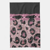 RAB Rockabilly Pink Leopard Print Ribbon Bows Theedoek (Verticaal)