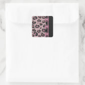 RAB Rockabilly Pink Leopard Print Ribbon Bows Vierkante Sticker (Tas)