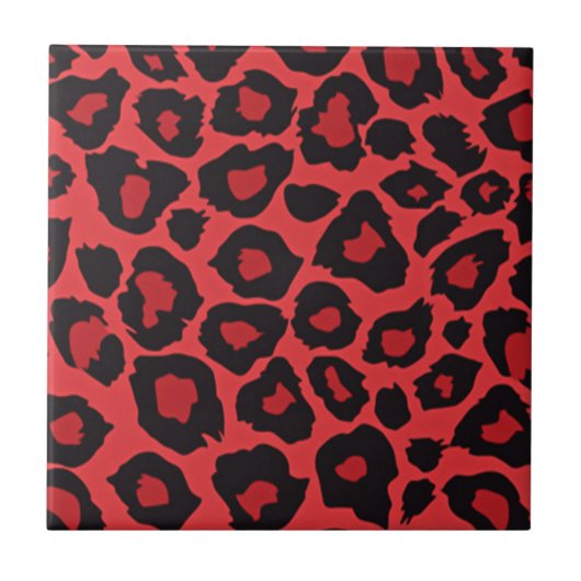 RAB Rockabilly Red Black Leopard Print Tile Tegeltje (Voorkant)