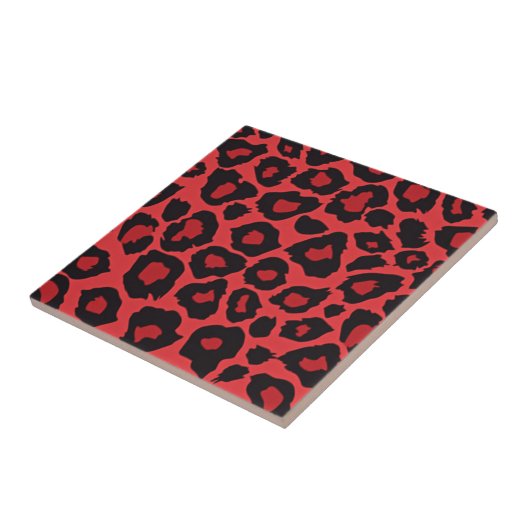 RAB Rockabilly Red Black Leopard Print Tile Tegeltje (Zijkant)