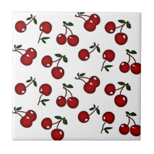 RAB Rockabilly Red Cherries op White Tile Tegeltje