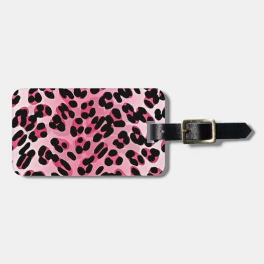 RAB Rockabilly Roze Luipaardprint Bagagelabel (Voorkant horizontaal)