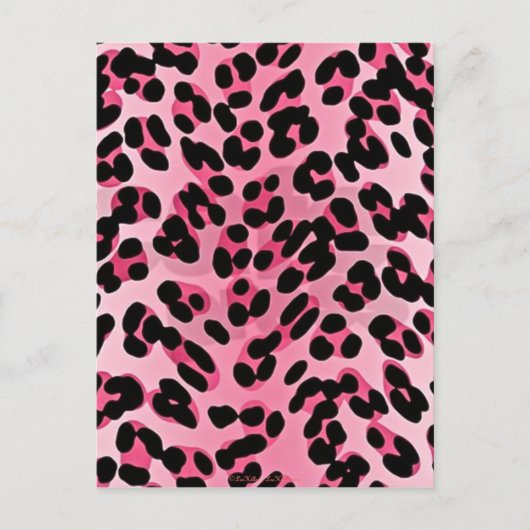 RAB Rockabilly Roze Luipaardprint Briefkaart (Voorkant)