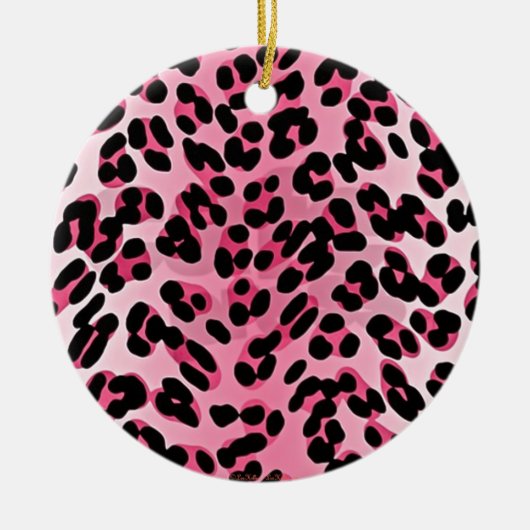 RAB Rockabilly Roze Luipaardprint Keramisch Ornament (Voorkant)