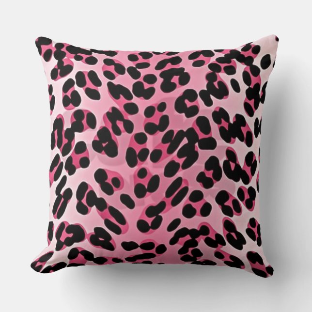 RAB Rockabilly Roze Luipaardprint Kussen (Voorkant)