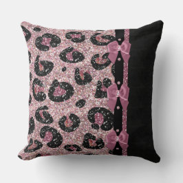 RAB Rockabilly Roze Luipaardprint Lint Bogen Kussen
