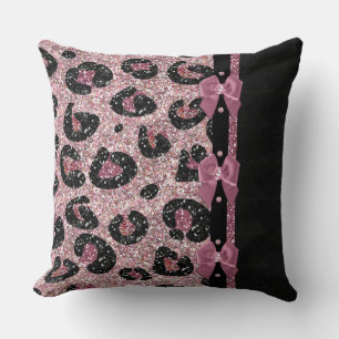 RAB Rockabilly Roze Luipaardprint Lint Bogen Kussen